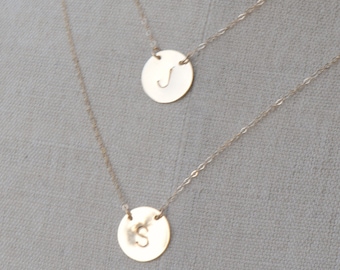 LARGE Disc Necklace, Personalized Gold Disc Necklace, Layering Jewelry, Circle Initial Disc Necklace, Initial Jewelry, Large Silver Disc