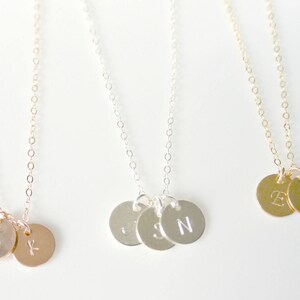 Initial Disc Necklace, Monogrammed Initial Best Friends Necklace, Gold Personalized Initial Necklace, Silver Jewelry, BFF Gold Initial Disc