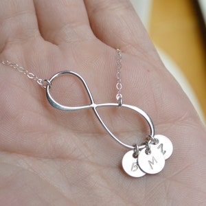 Personalized Large Infinity Necklace, Mothers Necklace, Monogram Necklace, Sterling Silver Initial Necklace, Mothers, Family, Gift For Mom