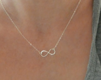 Bridesmaid Gift Idea, Sideways Infinity Necklace, Sterling Silver Infinity, Mother of the Bride Necklace, Meaningful Necklace, Gift Idea