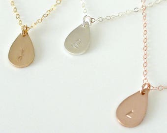 Teardrop Initial Necklace, Silver, Gold and Rose Gold Fill Necklace, Personalized Jewelry, Best Friend Necklace, Wife Jewelry, Gifts For Her