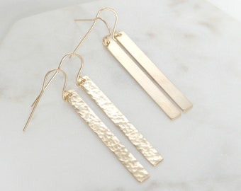 Hammered Bar Earrings, Bar Earrings, Dangle Simple Earrings, Gold Bar Earrings, Minimalist Earrings, Christmas Gift, Gifts For Her, Birthday