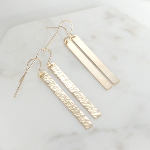 Hammered Bar Earrings, Bar Earrings, Dangle Simple Earrings, Gold Bar Earrings, Minimalist Earrings, Christmas Gift, Gifts For Her, Birthday