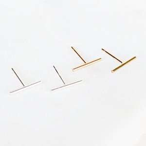 Tiny Bar Stud Earrings, Gold Bar Earrings, Silver Bar Earrings, Tiny Line Studs, Minimalist Earrings, Simple Bar Studs, Dainty Gold Earring
