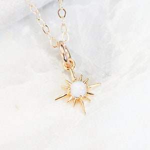 Tiny Opal Star Necklace, Starburst Necklace, Gold Star Necklace, Gifts For Her, Best Friend Gift, Dainty Necklace, Celestial Jewelry
