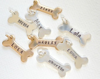 Personalized Dog Name Charm, Dog Bone Charm, Memorial Charm, Custom Dog Jewelry Gift, Pet Jewelry, Dog Cat Lover Pendant, Pet Loss Gift