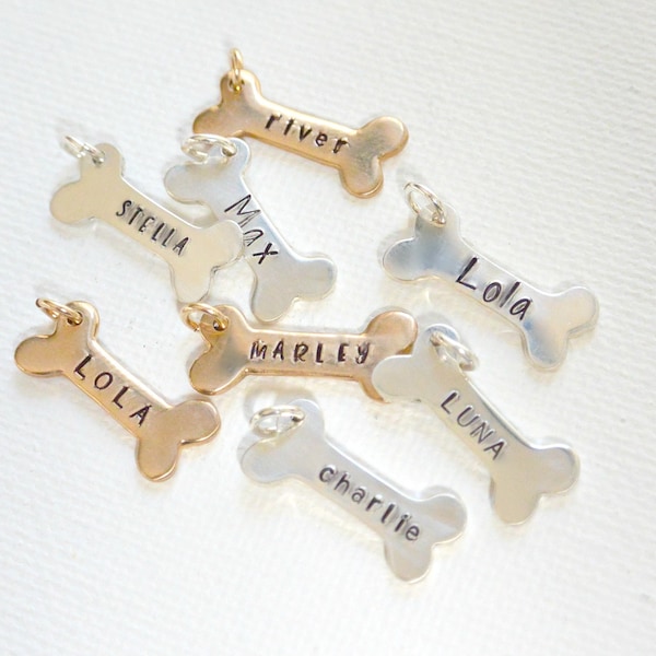 Personalized Dog Name Charm, Dog Bone Charm, Memorial Charm, Custom Dog Jewelry Gift, Pet Jewelry, Dog Cat Lover Pendant, Pet Loss Gift