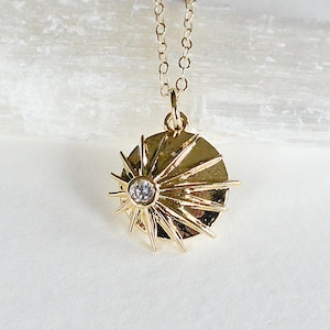 Dainty Gold Necklace, Sunburst CZ Necklace, Sunbeam Necklace, Celestial Jewelry, Gifts For Her, Necklaces for Women, Birthday Gift