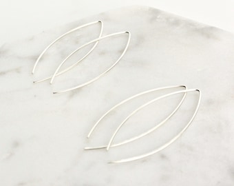 Sterling Silver Earrings, Arc Threader Earrings, Delicate Hoop Earrings, Jewelry Gifts For Her, Birthday, Dangle Simple Earrings