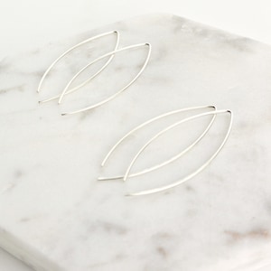Sterling Silver Earrings, Arc Threader Earrings, Delicate Hoop Earrings, Jewelry Gifts For Her, Birthday, Dangle Simple Earrings