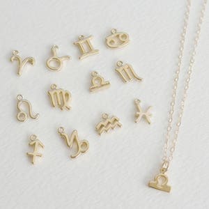 Tiny Zodiac Necklace, Astrological Gold Jewelry, Zodiac Sign, Horoscope Jewelry, Best Friend Necklace, Aries, Leo, Capricorn, Taurus, Virgo image 1