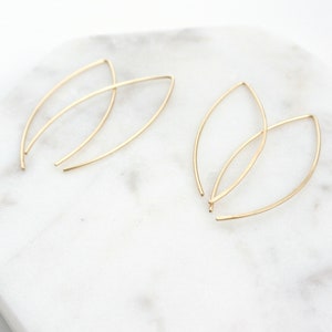 Gold Earrings, Arc Threader Earrings, Dangle Simple Earrings, Open Hoop Earring, Minimalist Earring, Christmas Gift, Gifts For Her, Birthday