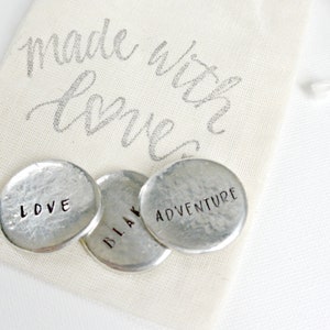 Personalized Pocket Stone, Keepsake Gift, Affirmation Stone, Pewter Message Stone, Pocket Pebbles, Inspirational Pocket Tokens, Worry Stones