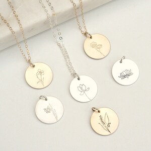 Birth Month Necklace, Mothers Day Gift, Personalized Charm Necklace, Birth Flower Jewelry, Best Friend Gift, Minimalist, Daughter Gift