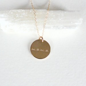 Mama Necklace, Disc Necklace for Mom, Personalized Jewelry for Her, New Mom Gift, Mother&#39;s Day Gift, Nana Necklace, Gold or Silver Necklace