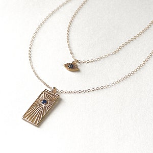Evil Eye Sunburst Necklace, Gold Protection Necklaces, Layering Necklace, Evil Eye Medallion Necklace, BFF Gift, Wife Necklace, Gift for Her