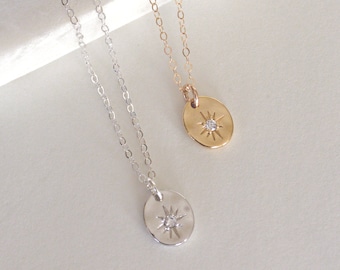 North Star Necklace, Gift For Her, Celestial Necklace, Gold Star Necklace, CZ Galaxy Necklace, Dainty Necklace, Minimal Jewelry, Graduation