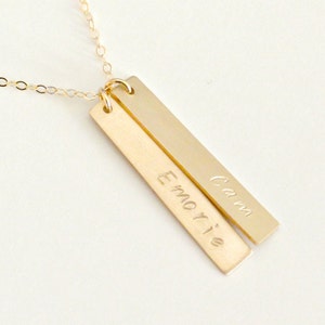 Personalized Vertical Bar Necklace, Gold Bar Necklace, Name Necklace, Layered Necklace, Family Necklace, Mother Daughter Jewelry, Silver Bar image 4