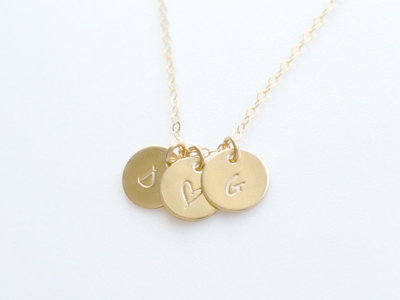 Personalized Initial Disc Necklace, 1 2 3 4 5 6 7 8 Initial Discs Necklace Personalized Jewelry, 14k GOLD Fill, Monogram Necklace image 2