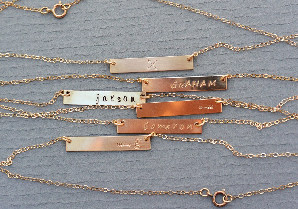Personalized Bar Necklace Nameplate Necklace Bar Necklace Etsy