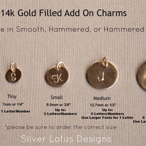 Add On Personalized Charm, Add on Charm, Initial Disc, 14k Gold Filled Round Disc Charm