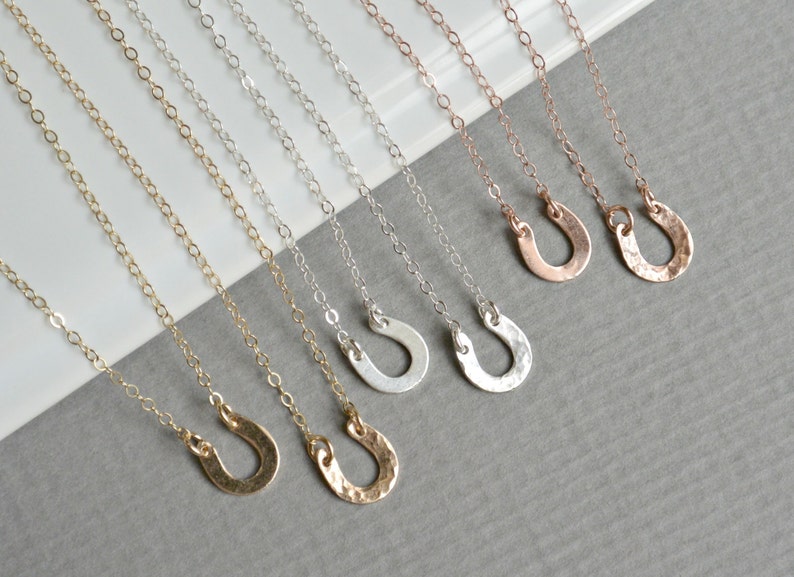 TINY Horseshoe Necklace/ Silver 14k Gold Rose Gold Lucky Horseshoe Equestrian Jewelry/ Layering Necklace/ Dainty Everyday Minimal Jewelry image 5