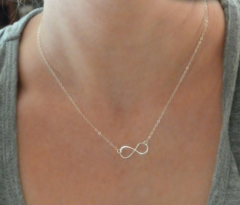 Bridesmaid Gift Idea, Sideways Infinity Necklace, Sterling Silver Infinity, Mother of the Bride Necklace, Meaningful Necklace, Gift Idea image 1