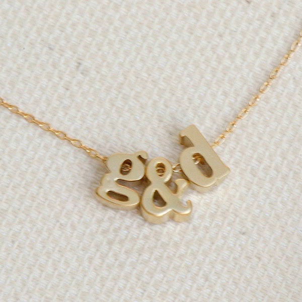Three Initial Necklace, GOLD Personalized jewelry, Monogram Necklace,  Tiny Letter Necklace, Lowercase Initial Charm, Tiny Name Necklace
