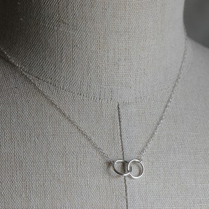 Tiny Silver Links Necklace Two Small Interlocking Sterling Silver Circle Rings Infinity Necklace Circle Necklace Solid Sterling Silver image 5