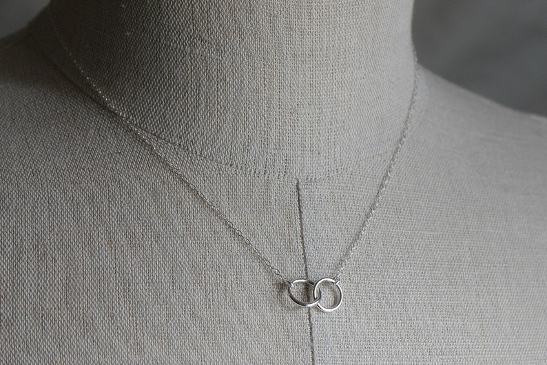 Tiny Silver Links Necklace Two Small Interlocking Sterling Silver Circle Rings Infinity Necklace Circle Necklace Solid Sterling Silver image 5