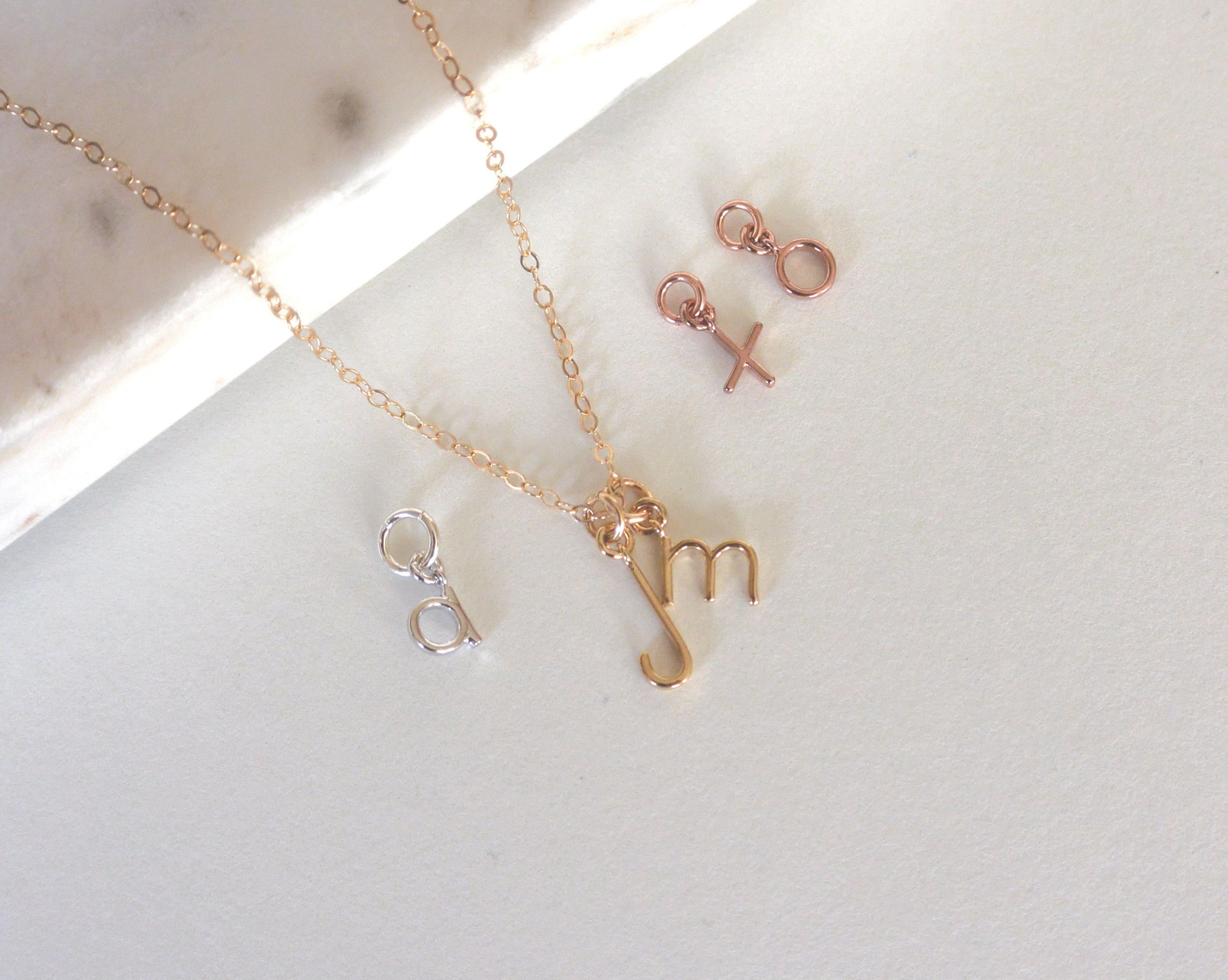 Tiny Initial Letter Necklace Name 