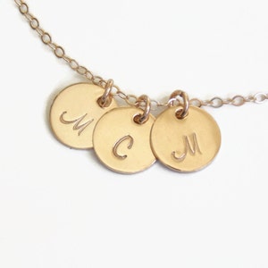 Personalized Initial Disc Necklace, 1 2 3 4 5 6 7 8 Initial Discs Necklace Personalized Jewelry, 14k GOLD Fill, Monogram Necklace image 3
