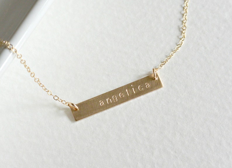 Personalized Bar Necklace, Customized Name Necklace, Silver or Gold Name Plate Necklace, Personalized Jewelry, Initial Bar Necklace image 3