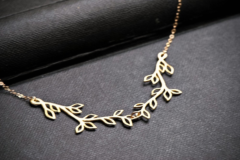 Silver or Gold Olive Branch Necklace, V shaped Necklace, Simple Everyday Jewelry, Bridesmaid Jewelry, Branch Jewelry, Family Necklace image 5