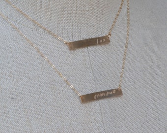 Personalized Double Strand Necklace, Two Gold Bar Layering Necklace, Personalized Bar Necklace, Family Mothers Gold Necklace, Couple Jewelry