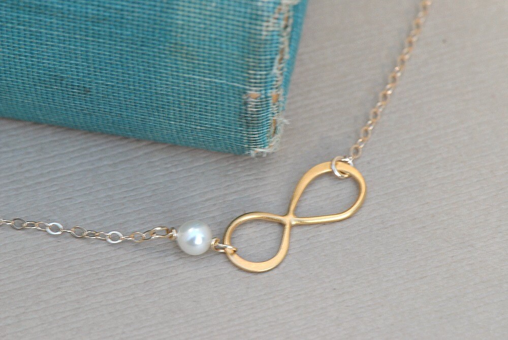 Pearl Infinity Infinity Pearl Necklace Gold Pearl Infinity Pendant Wedding - Etsy