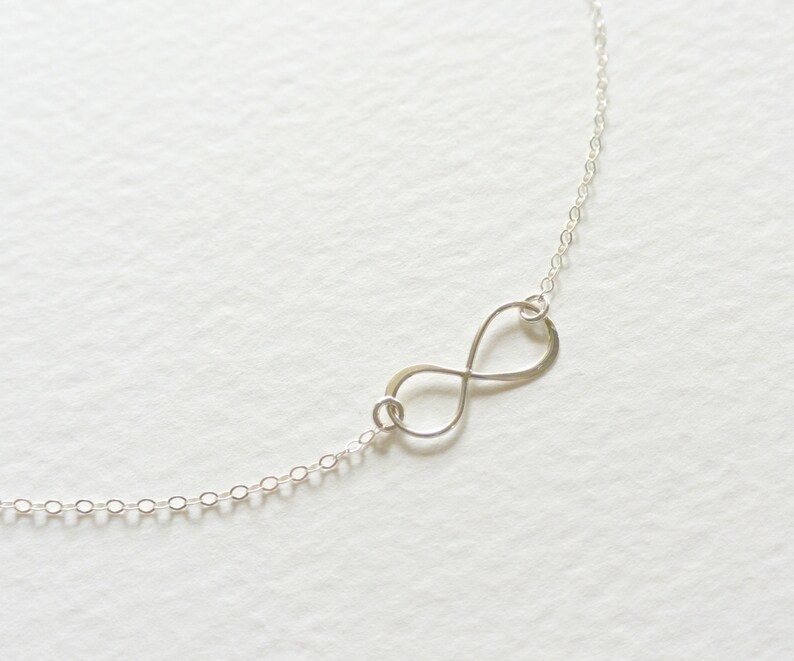 Bridesmaid Gift Idea, Sideways Infinity Necklace, Sterling Silver Infinity, Mother of the Bride Necklace, Meaningful Necklace, Gift Idea image 2