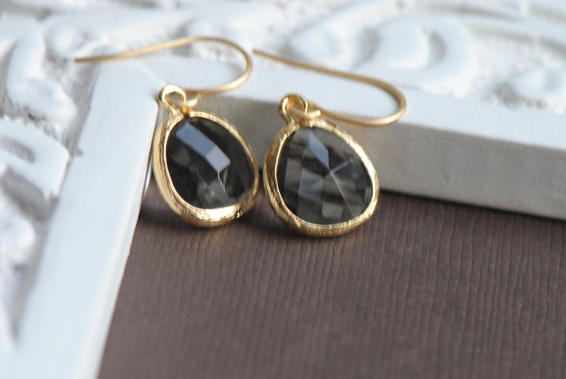 Gold Earrings, Crystal Glass Drop Earrings, Bridesmaid Gift idea, Co-Worker Gift, Clear Crystal, Gift for Her, Best Friends, Girlfriend image 3