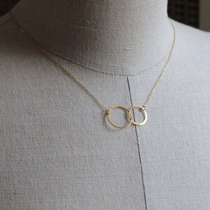 Sisters Necklace, Infinity Circles Necklace, Birthday Gift, Double Rings, Best Friend Necklace, Couple Necklace, Gift for Her, 14k Gold Fill image 3