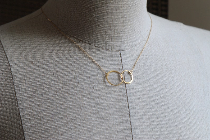 Sisters Necklace, Infinity Circles Necklace, Birthday Gift, Double Rings, Best Friend Necklace, Couple Necklace, Gift for Her, 14k Gold Fill image 3