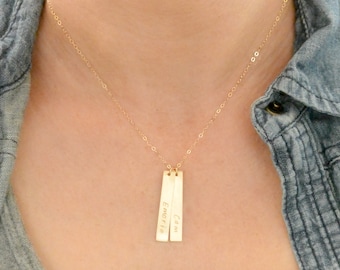 Vertical Bar Necklace, 1 2 3 4 Bar Pendant GOLD Necklace, Personalized Necklace, Everyday Necklace, Layering Necklace, Christmas Gift