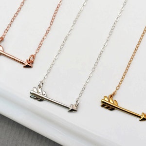 Arrow Necklace, Best Friend Necklace Silver, Gold or Rose Gold, Sideways Arrow Necklace, BFF Gift,Big Little Sorority, Graduation Necklace