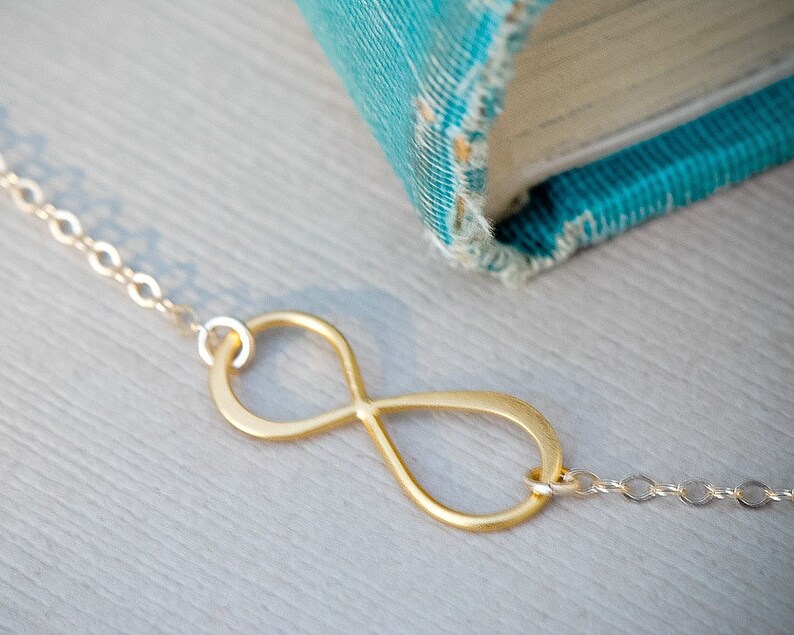 Infinity Necklace, Vermeil and 14K Gold Fill Infinity Pendant, Everyday jewelry, Layering Necklace, Bridesmaid Jewelry, Dainty tiny Necklac image 5