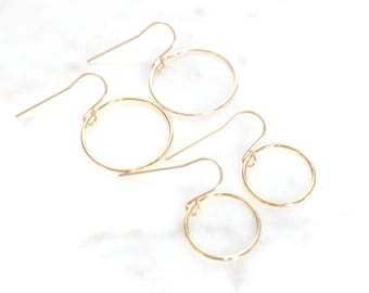 Open Circle Earrings, Dangle Earrings, Hoop Earrings, Dainty Drop Earring, Everyday Minimal Earring, 14k Gold Fill, Sterling Silver