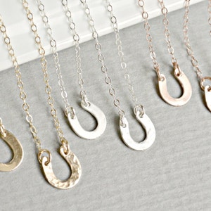 TINY Horseshoe Necklace/ Silver 14k Gold Rose Gold Lucky Horseshoe Equestrian Jewelry/ Layering Necklace/ Dainty Everyday Minimal Jewelry image 1