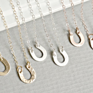 TINY Horseshoe Necklace/ Silver 14k Gold Rose Gold Lucky Horseshoe Equestrian Jewelry/ Layering Necklace/ Dainty Everyday Minimal Jewelry
