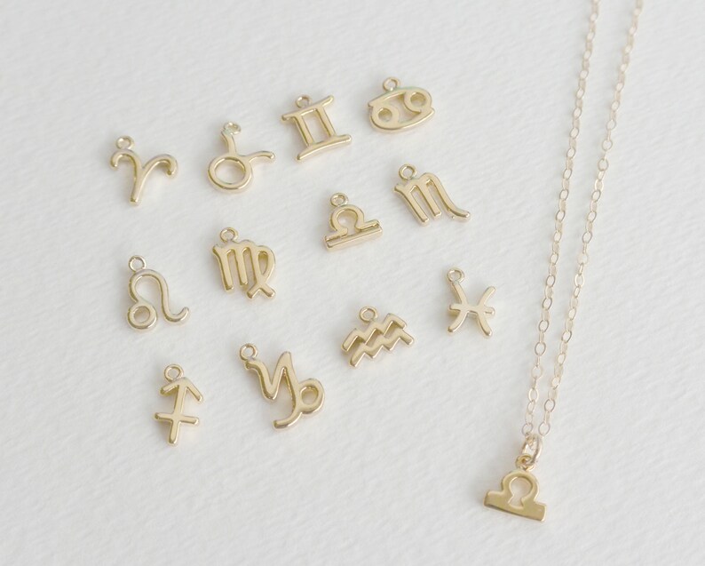 Tiny Zodiac Necklace Astrological Gold Jewelry Zodiac Sign Etsy