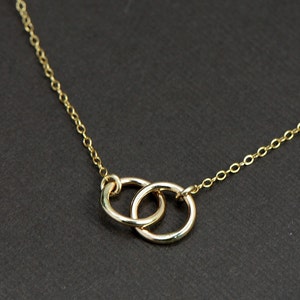 Gold Circle Necklace, Connected Circle Necklace, 14k Gold Filled Interlocking Rings Necklace, Bridesmaid Necklace Gift Idea, Infinity Circle image 2