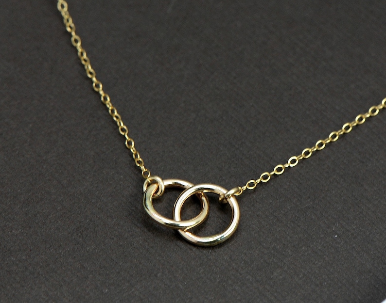 Gold Circle Necklace, Connected Circle Necklace, 14k Gold Filled Interlocking Rings Necklace, Bridesmaid Necklace Gift Idea, Infinity Circle image 2