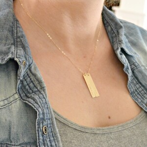 Personalized Vertical Bar Necklace, Gold Bar Necklace, Name Necklace, Layered Necklace, Family Necklace, Mother Daughter Jewelry, Silver Bar image 2